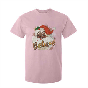 Funny Retro Black Santa Christmas T Shirt For Kid Believe African American Xmas TS11 Light Pink Print Your Wear