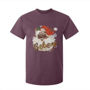 Funny Retro Black Santa Christmas T Shirt For Kid Believe African American Xmas TS11 Maroon Print Your Wear