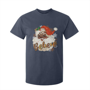 Funny Retro Black Santa Christmas T Shirt For Kid Believe African American Xmas TS11 Navy Print Your Wear