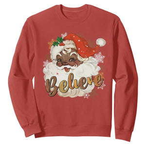 Funny Retro Black Santa Christmas Sweatshirt Believe African American Xmas TS11 Red Print Your Wear