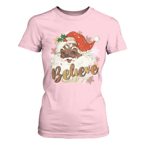 Funny Retro Black Santa Christmas T Shirt For Women Believe African American Xmas TS11 Light Pink Print Your Wear