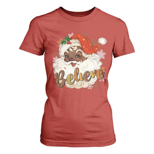 Funny Retro Black Santa Christmas T Shirt For Women Believe African American Xmas TS11 Red Print Your Wear