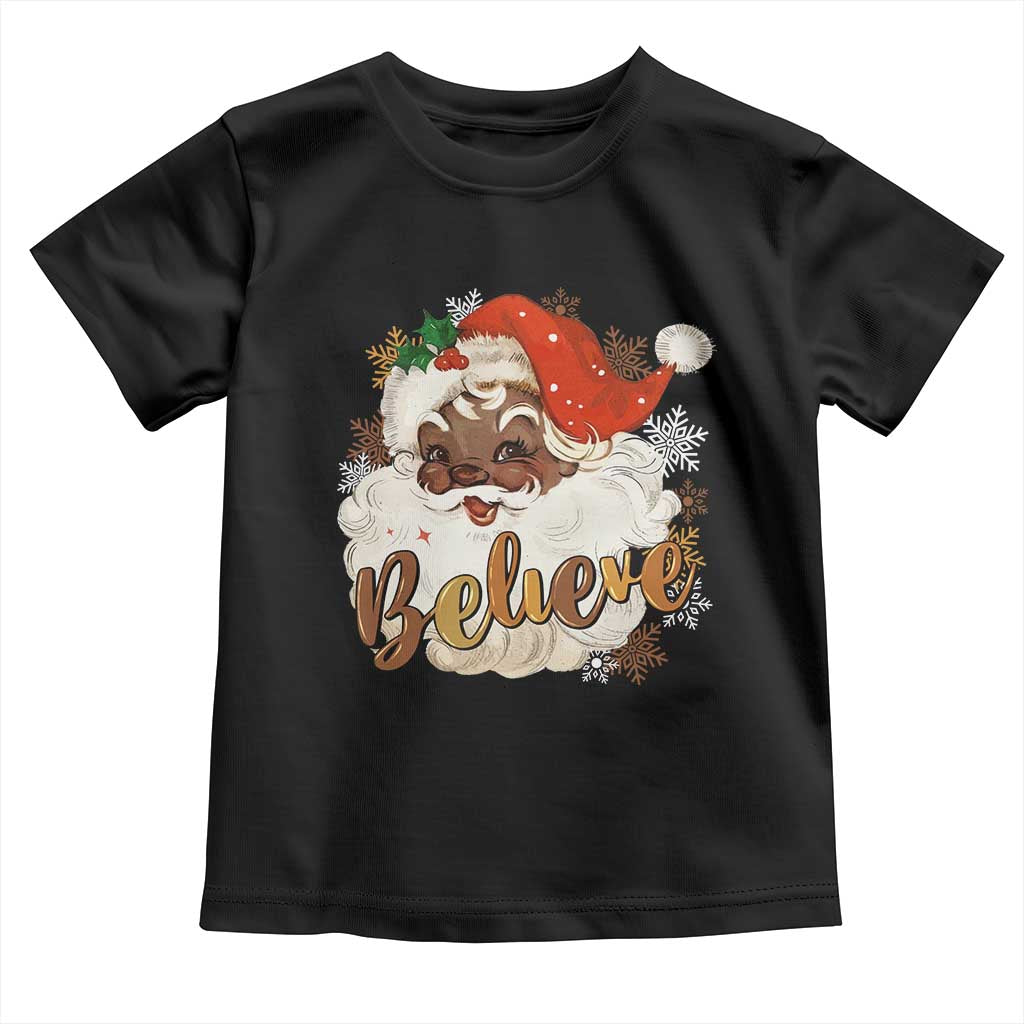 Funny Retro Black Santa Christmas Toddler T Shirt Believe African American Xmas TS11 Black Print Your Wear