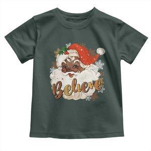 Funny Retro Black Santa Christmas Toddler T Shirt Believe African American Xmas TS11 Dark Forest Green Print Your Wear