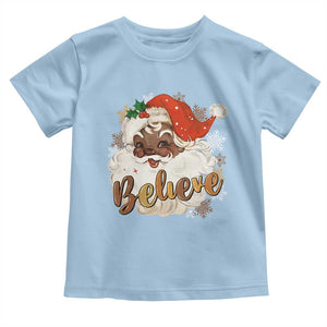 Funny Retro Black Santa Christmas Toddler T Shirt Believe African American Xmas TS11 Light Blue Print Your Wear