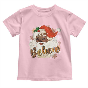Funny Retro Black Santa Christmas Toddler T Shirt Believe African American Xmas TS11 Light Pink Print Your Wear