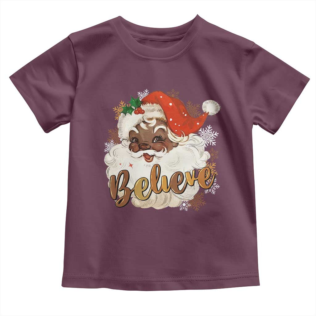 Funny Retro Black Santa Christmas Toddler T Shirt Believe African American Xmas TS11 Maroon Print Your Wear