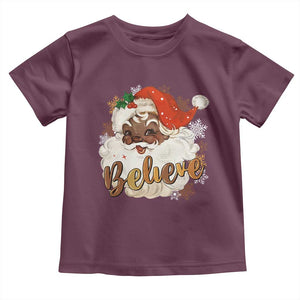 Funny Retro Black Santa Christmas Toddler T Shirt Believe African American Xmas TS11 Maroon Print Your Wear