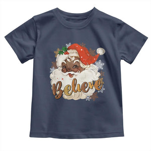 Funny Retro Black Santa Christmas Toddler T Shirt Believe African American Xmas TS11 Navy Print Your Wear