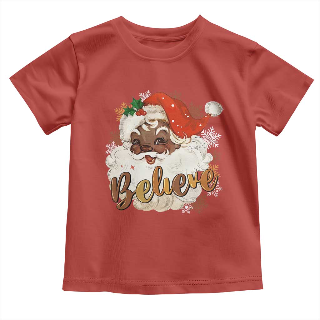 Funny Retro Black Santa Christmas Toddler T Shirt Believe African American Xmas TS11 Red Print Your Wear