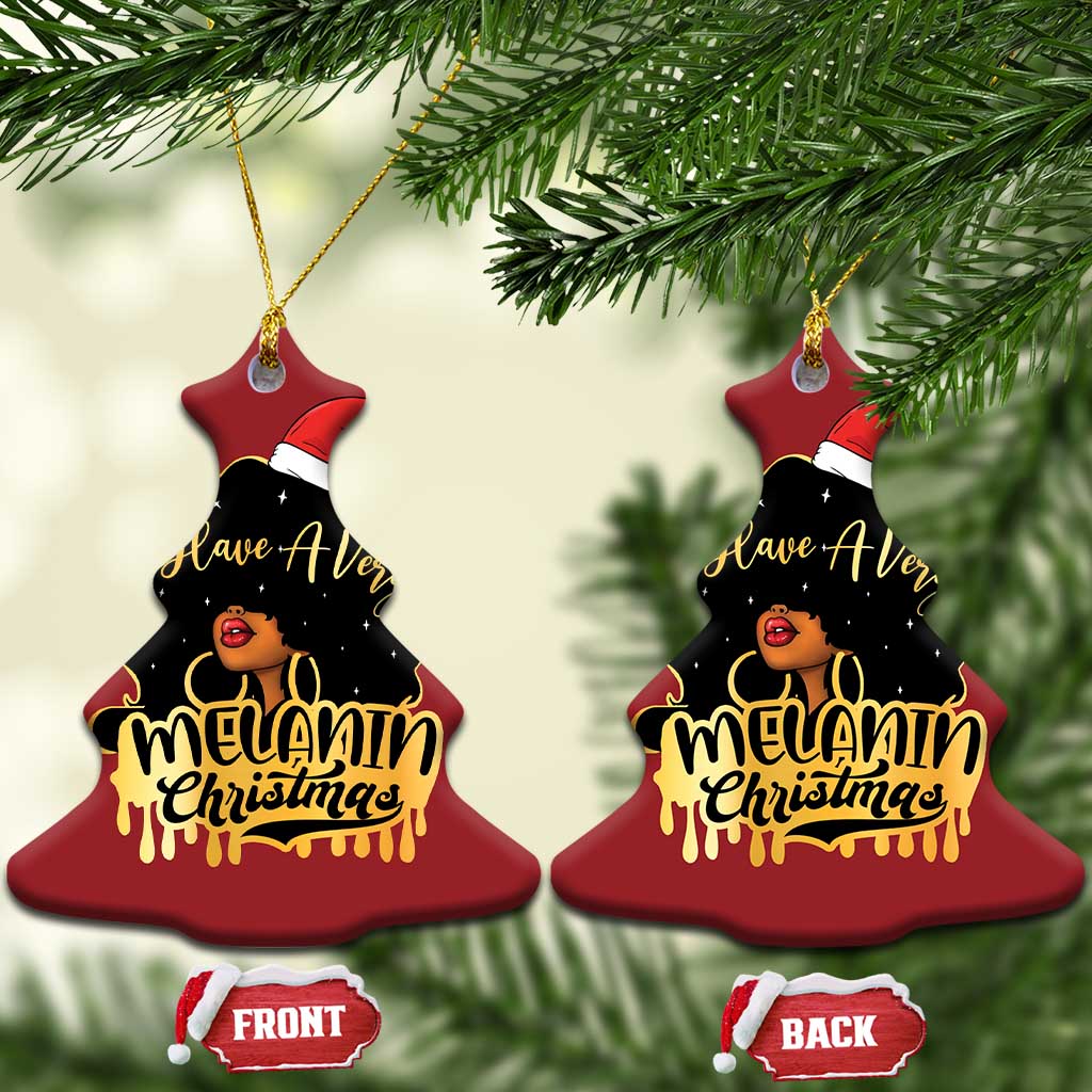 Have A Melanin Xmas African American Santa Girl Xmas Christmas Ornament TS11 Christmas Tree Red Print Your Wear