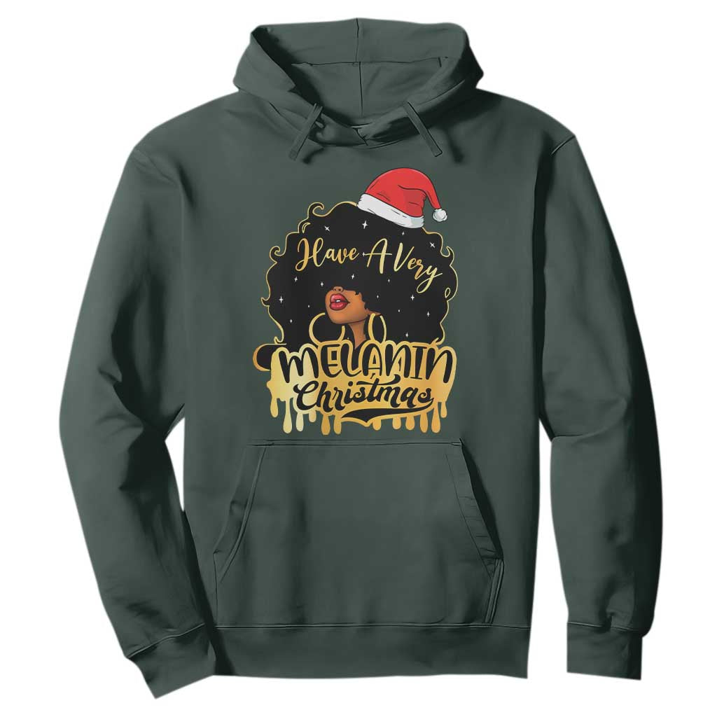 Have A Melanin Christmas African American Santa Girl Xmas Hoodie TS11 Dark Forest Green Print Your Wear