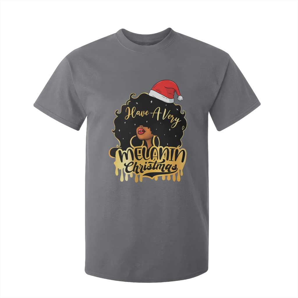 Have A Melanin Christmas African American Santa Girl Xmas T Shirt For Kid TS11 Charcoal Print Your Wear