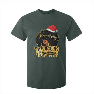 Have A Melanin Christmas African American Santa Girl Xmas T Shirt For Kid TS11 Dark Forest Green Print Your Wear