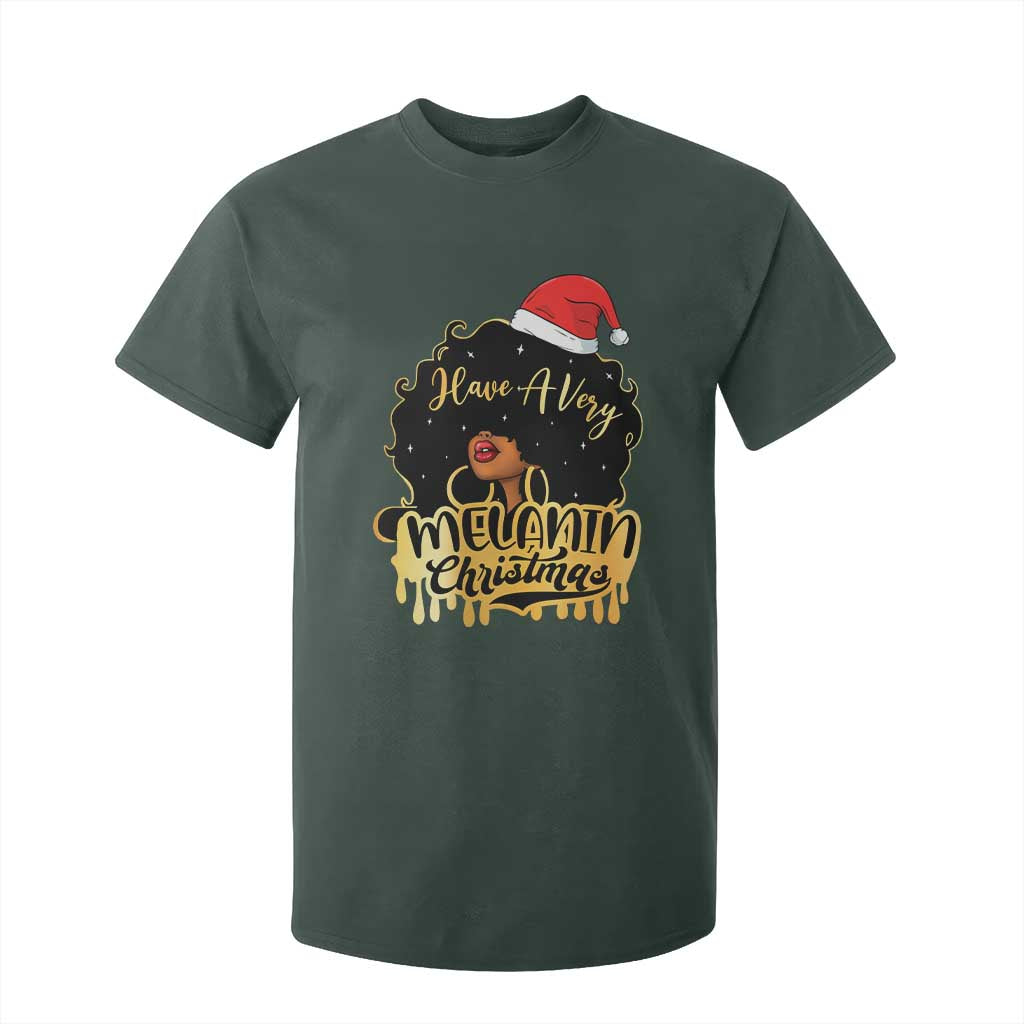 Have A Melanin Christmas African American Santa Girl Xmas T Shirt For Kid TS11 Dark Forest Green Print Your Wear