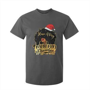 Have A Melanin Christmas African American Santa Girl Xmas T Shirt For Kid TS11 Dark Heather Print Your Wear