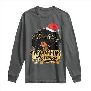 Have A Melanin Christmas African American Santa Girl Xmas Long Sleeve Shirt TS11 Dark Heather Print Your Wear
