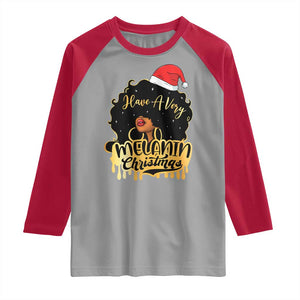 Have A Melanin Christmas African American Santa Girl Xmas Raglan Shirt TS11 Sport Gray Red Print Your Wear