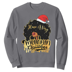 Have A Melanin Christmas African American Santa Girl Xmas Sweatshirt TS11 Charcoal Print Your Wear