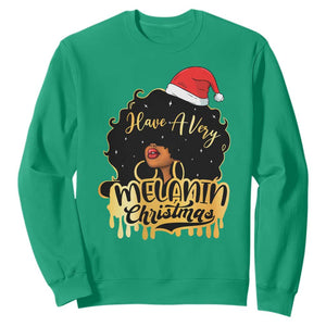 Have A Melanin Christmas African American Santa Girl Xmas Sweatshirt TS11 Irish Green Print Your Wear