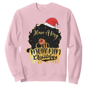 Have A Melanin Christmas African American Santa Girl Xmas Sweatshirt TS11 Light Pink Print Your Wear