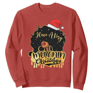 Have A Melanin Christmas African American Santa Girl Xmas Sweatshirt TS11 Red Print Your Wear