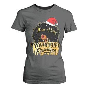Have A Melanin Christmas African American Santa Girl Xmas T Shirt For Women TS11 Dark Heather Print Your Wear