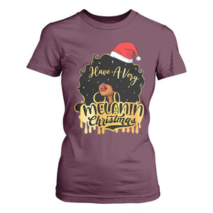 Have A Melanin Christmas African American Santa Girl Xmas T Shirt For Women TS11 Maroon Print Your Wear