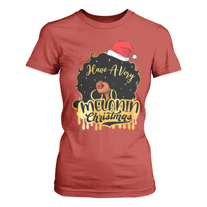 Have A Melanin Christmas African American Santa Girl Xmas T Shirt For Women TS11 Red Print Your Wear