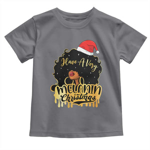 Have A Melanin Christmas African American Santa Girl Xmas Toddler T Shirt TS11 Charcoal Print Your Wear