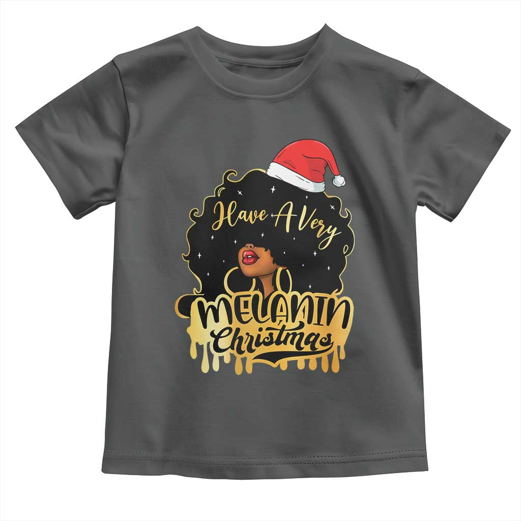 Have A Melanin Christmas African American Santa Girl Xmas Toddler T Shirt TS11 Dark Heather Print Your Wear