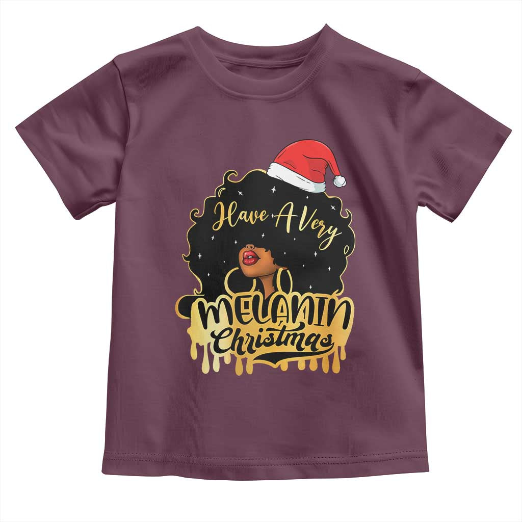 Have A Melanin Christmas African American Santa Girl Xmas Toddler T Shirt TS11 Maroon Print Your Wear