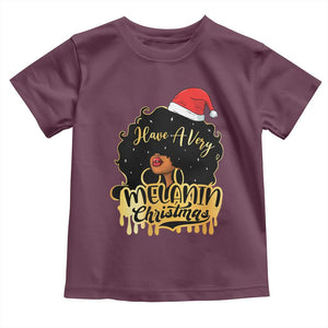 Have A Melanin Christmas African American Santa Girl Xmas Toddler T Shirt TS11 Maroon Print Your Wear