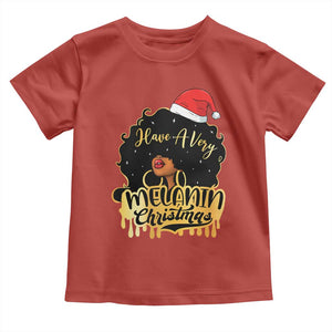 Have A Melanin Christmas African American Santa Girl Xmas Toddler T Shirt TS11 Red Print Your Wear