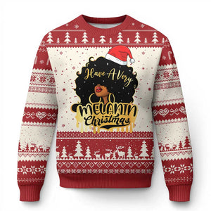 Have A Melanin Christmas African American Santa Girl Xmas Ugly Christmas Sweater TS11 Red Print Your Wear