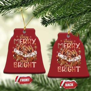 Funny African American Xmas Christmas Ornament Stay Merry And Bright Black Melanin Girl TS11 Bell Flake Red Print Your Wear