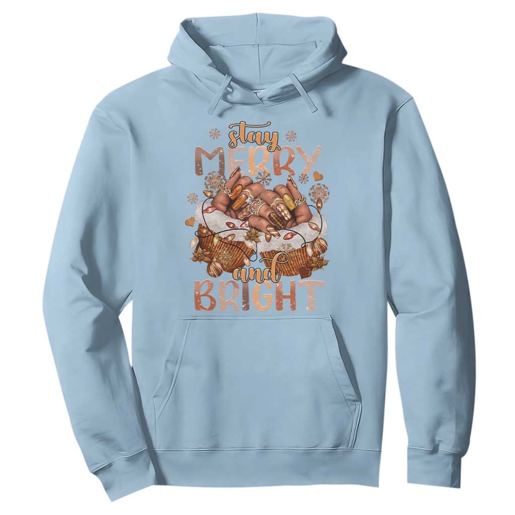 Funny African American Christmas Hoodie Stay Merry And Bright Black Melanin Girl TS11 Light Blue Print Your Wear
