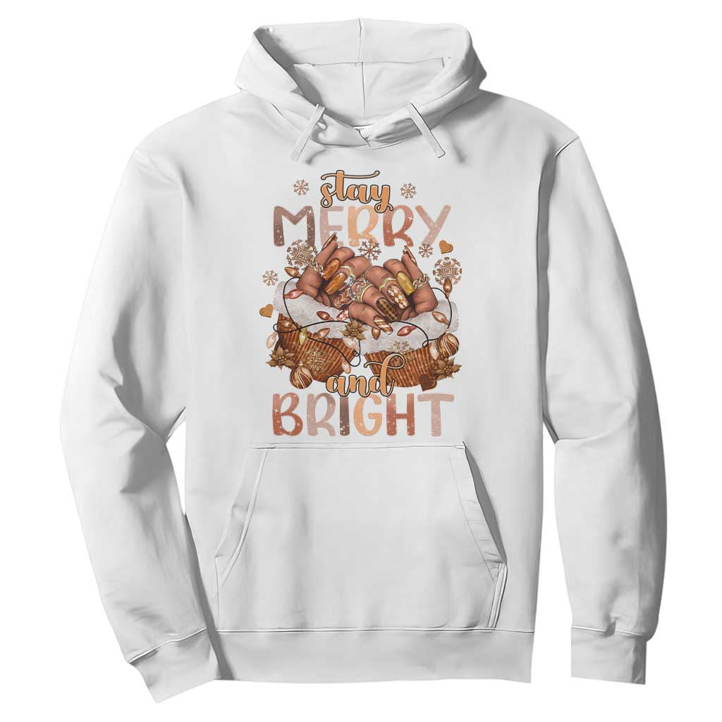 Funny African American Christmas Hoodie Stay Merry And Bright Black Melanin Girl TS11 White Print Your Wear