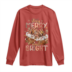 Funny African American Christmas Long Sleeve Shirt Stay Merry And Bright Black Melanin Girl TS11 Red Print Your Wear