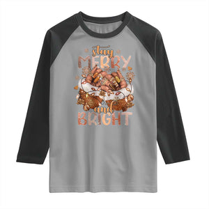 Funny African American Christmas Raglan Shirt Stay Merry And Bright Black Melanin Girl TS11 Sport Gray Black Print Your Wear