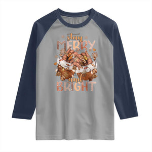 Funny African American Christmas Raglan Shirt Stay Merry And Bright Black Melanin Girl TS11 Sport Gray Navy Print Your Wear