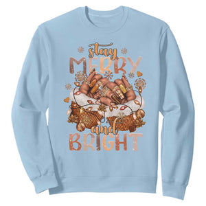 Funny African American Christmas Sweatshirt Stay Merry And Bright Black Melanin Girl TS11 Light Blue Print Your Wear