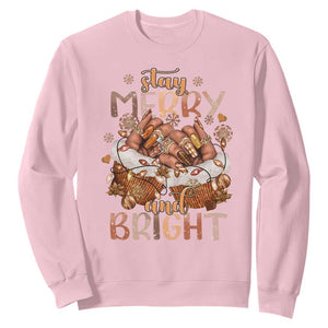 Funny African American Christmas Sweatshirt Stay Merry And Bright Black Melanin Girl TS11 Light Pink Print Your Wear
