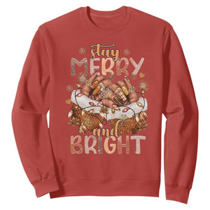 Funny African American Christmas Sweatshirt Stay Merry And Bright Black Melanin Girl TS11 Red Print Your Wear
