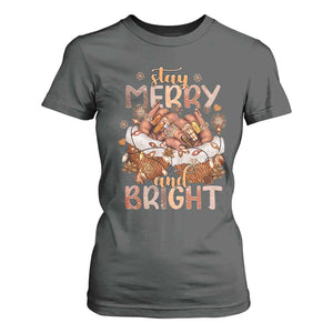 Funny African American Christmas T Shirt For Women Stay Merry And Bright Black Melanin Girl TS11 Dark Heather Print Your Wear