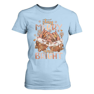 Funny African American Christmas T Shirt For Women Stay Merry And Bright Black Melanin Girl TS11 Light Blue Print Your Wear