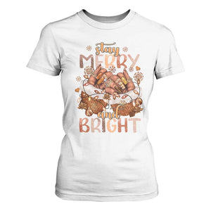 Funny African American Christmas T Shirt For Women Stay Merry And Bright Black Melanin Girl TS11 White Print Your Wear