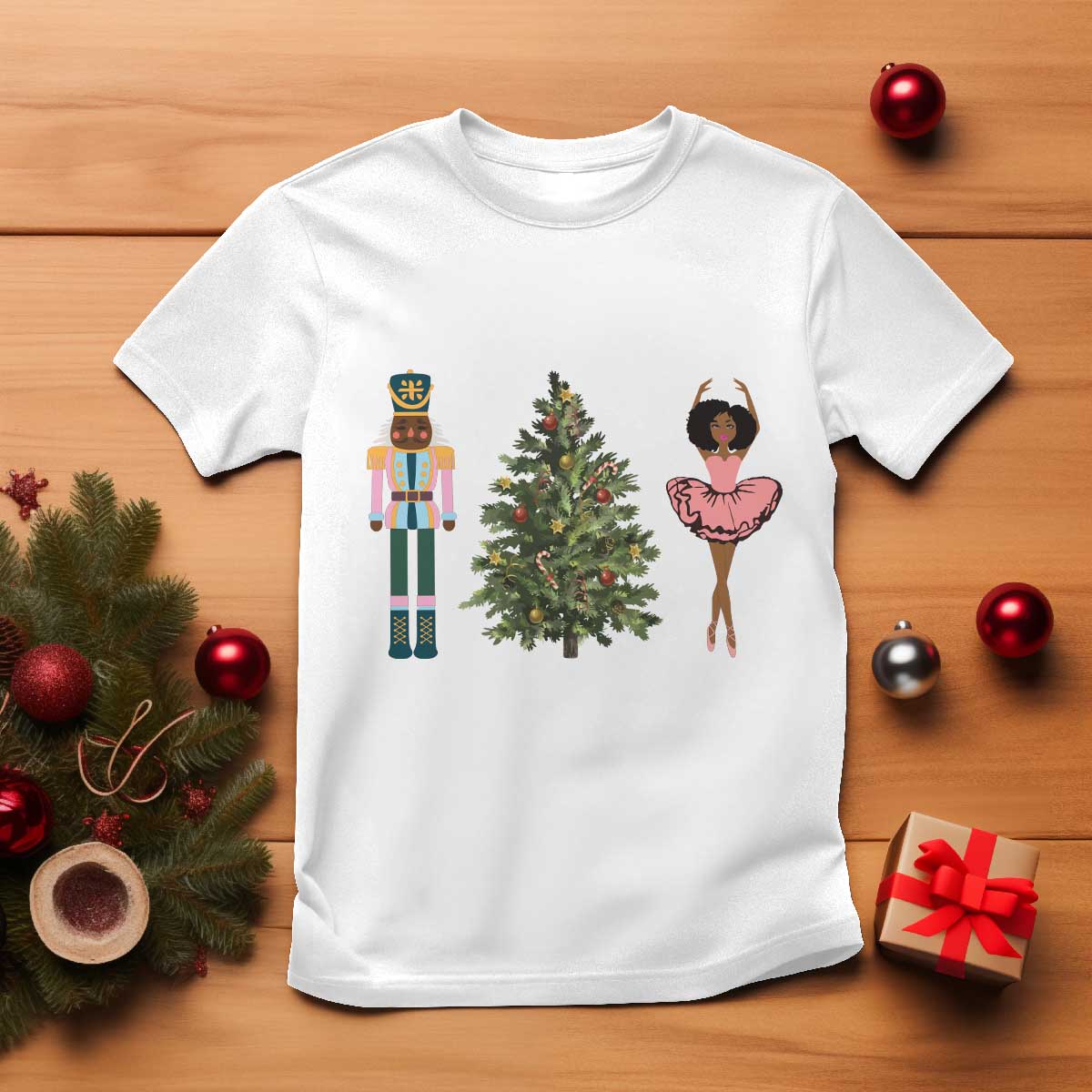 Funny Black Ballerina Nutcracker African American Christmas T Shirt TS11 White Print Your Wear