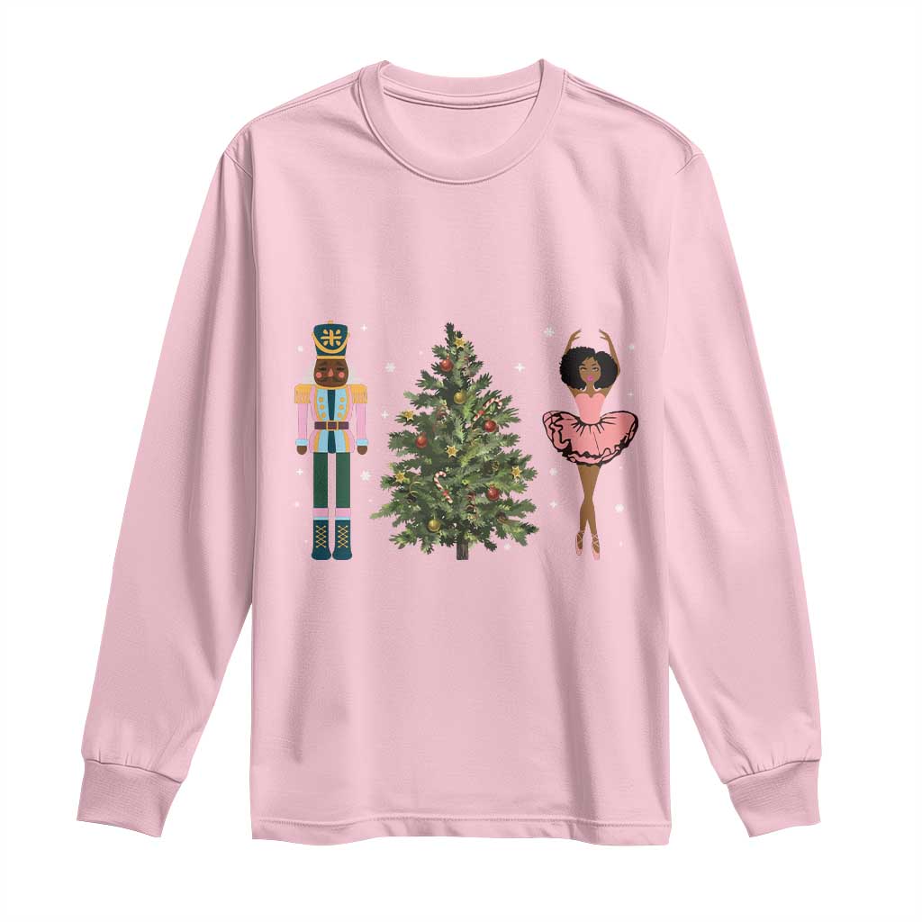 Funny Black Ballerina Nutcracker African American Christmas Long Sleeve Shirt TS11 Light Pink Print Your Wear