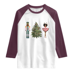 Funny Black Ballerina Nutcracker African American Christmas Raglan Shirt TS11 White Maroon Print Your Wear